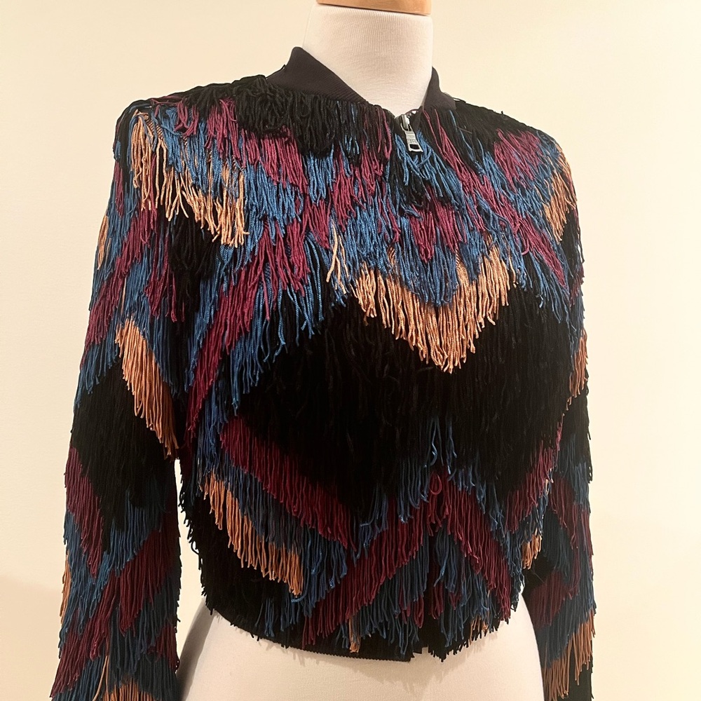 BCBGMaxAzria Multicolor Fringe Jacket